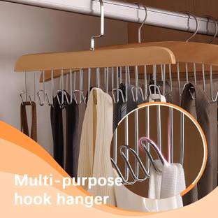ZWINKO Multi Purpose Thickened Wooden Belts Hanger with 8 Hooks Hook 8