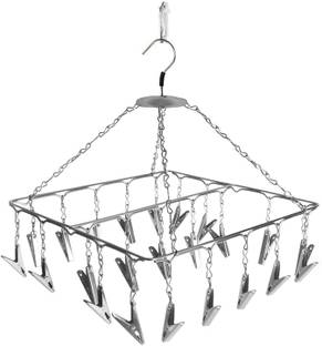 Panca 25-Clips Stainless Steel Square Cloth Drying Hanger – 360° Rotating Hanging Rack Steel Dress Hanger For  Dress
