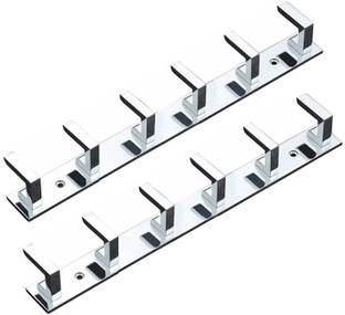 APERSON 6 Pin Wall Mounted Wall ,Door Hooks Rail for Hanging Key Aluminium Shirt Pack of 2 Hangers For  Shirt