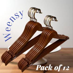WEENSY Coffee Brown Wooden Plastic Hanger Pack of 12 Plastic Shirt Pack of 12 Hangers For  Shirt