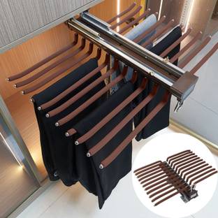 डी बी आर DBR Soft Close Pull-Out Double Row Rack for Wardrobe Top-Mounted Hanging ट्राउज़र्स Hanger