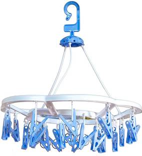 Urbanware Round Cloth Drying Stand Hanger with 15 Clips/pegs, Baby Clothes Hanger Stand Plastic Scarf Hanger For  Scarf