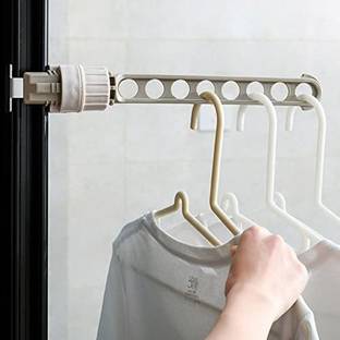 MOMISY Window Drying Rack Stand Balcony 8 Holes Cloth Drying Hook Door Hanger Plastic Shirt Hanger For  Shirt
