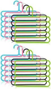 Grovent 10 Pieces Multi-Purpose 5 Layer Pants Clothes Hanger Wardrobe Storage Organizer Plastic Shirt Pack of 10 Hangers For  Shirt