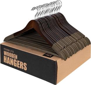 ROLLYWARE Suit Hangers Non Slip - Luxury Natural Lotus Wood & Velvet 360° Rotating Hook Wooden Dress Pack of 2 Hangers For  Dress