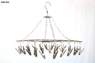 Anne-kee Steel Hanging Cloth Clips Hanger Cloths Hanger Baby Infant Inner ware Cloth Hanger Cloths Organizer Cloths Clip 25 Pegs Hanger Scarf Organizer