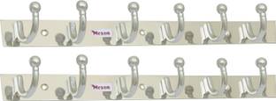 MEXON ROUND U Shape 6 Pin Glossy Hooks Stainless Steel Bathroom Cloth Hooks / Hanger / Key Holder / Door Wall Robe Hooks Rail for Hanging Keys, Clothes, Towel Hook Rail Eco Friendly Stainless Steel Aluminium Dress Pack of 2 Hangers For  Dress