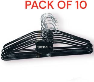 treback Hanger with Plastic Coating Hanger for Wardrobe Steel Shirt Pack of 10 Hangers For  Shirt
