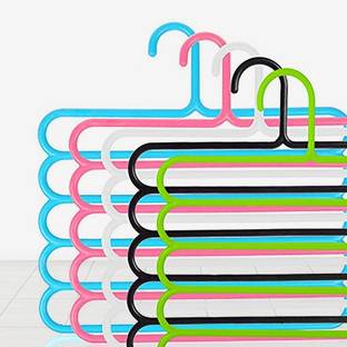 iSTAR Plastic Multi-use 5 Layer Wardrobe Organizer, Plastic stand for clothes-scarfs.. Plastic Trousers Pack of 5 Hangers For  Trousers
