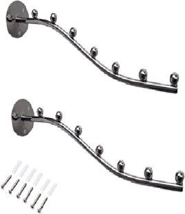 Q1 Beads 2 Pc 7 Ball Wall Drope Wall Hook Hanger for Clothes Dress,Shop Showroom Display Steel Trousers Pack of 2 Hangers For  Trousers