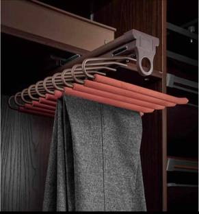 DBR Kitchen Soft Close Pull-Out Trouser/Saree Rack for Wardrobe Top-Mounted Hanging Aluminium Trousers Hanger For  Trousers