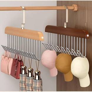 ZEUTER Multi Hook Wardrobe Accessories Lingerie, Belts, Scarfs Tops, Bras and Ties Wooden Trousers Pack of 2 Hangers For  Trousers
