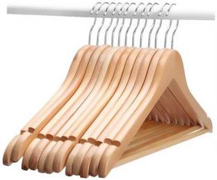 HKC HOUSE Wooden Garments Clothes Hanger Non-Slip Bar Precisely Cut Notch 360 Degree Hook Wooden Shirt Pack of 20 Hangers For  Shirt
