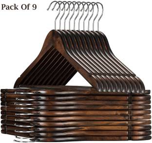 VAVSU Wooden Garment Hangers with Non-Slip Bar Precisely Cut Notches 360°Swivel Hook Wooden Shirt Pack of 9 Hangers For  Shirt