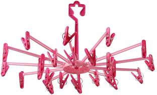 RJ Rojeno Plastic Cloth Drying Hanger with Clips/pegs, Baby Clothes Hanger Stand, 24clips) Plastic Tie Hanger For  Tie