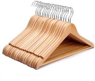 Flipkart SmartBuy Multifunctional High-Grade Solid Wood Suit Hanger Wooden Coat Pack of 20 Hangers For  Coat