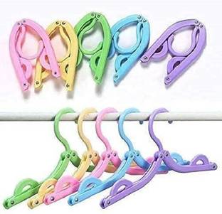 The Laptev Portable Folding Cloths Hangers for Wardrobes & Travel Plastic Saree Pack of 6 Hangers For  Saree