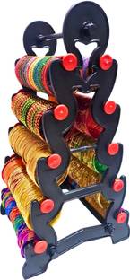DPS 4 Step (Black with Red) Bangle Stand,chudi stand,Bangle holder Jewellery Organizer, Accessories Organizer, Regular Organizer