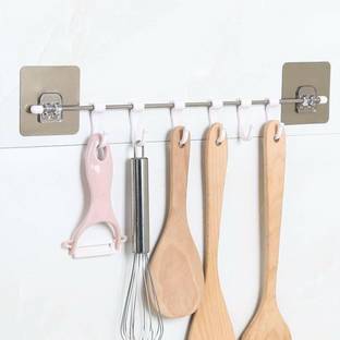 rujave Multi-Functional Six Groups Without Drilling Hook,Kitchen Utensils Rack Holder Hook Rail 6