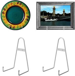 Indian Decor 28702 White Metal Wall Mount is Play Easel Plate Hanger Vertical Plate Stand Accessories Organizer