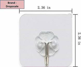 DAITORY Pack of 10 Self Adhesive Hooks,Multi Purpose sticky hook/Towel Holder PinX10.767 Chrome, Clear Towel Holder
