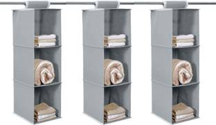 Home Style India 3 Shelf Closet Cloth Hanging Wardrobe Organizer Clothes Storage (3 Pcs, Grey) Closet Organizer