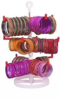 DPS 3 Step Rotating Bangle Stand, chudi stand, Bangle holder(Red, White) Jewellery Organizer