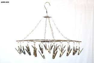 Anne-kee Steel Hanging Cloth Clips Hanger Cloths Hanger Baby Infant Inner ware Cloth Hanger Cloths Organizer Cloths Clip 25 Pegs Hanger Scarf Organizer, Regular Organizer, Accessories Organizer