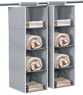 Shrey Creation 4 Shelf Clothes Hanging Organizer, Wardrobe , Shoes Storage Cupboard, -Grey Closet Organizer