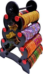 DPS 4 Step (Black with Red)Bangle holder,chudi stand,plastic Bangle stand Jewellery Organizer