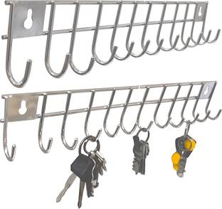 Kitchenify Wall Mount Key Holder Stainless Steel Laddle Hooks for Key/Cups/ Multiple uses Regular Organizer