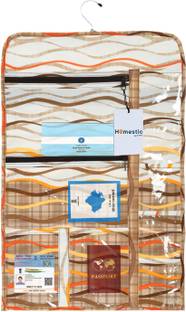 HOMESTIC PVC Zig-Zag Design Document Holder with 7 Small Pocket & 3 Zipper|Cream Regular Organizer