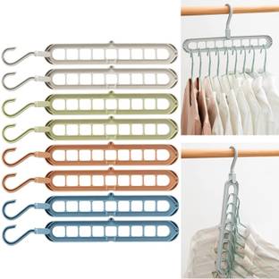 TruClick 9 Hole Space Saving Clothes Hanger Organizer for Drying and Storage - 8 Pcs Closet Organizer