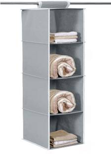 Minicraft Non Woven Hanging 4 Shelf Compartment Clothes Storage Wardrobe Organizer Closet Organizer