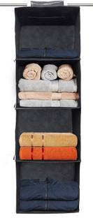 Home Store India 4 Shelf Closet Cloth Hanging Wardrobe Organizer Clothes Storage (2 Pcs, Beige) Closet Organizer