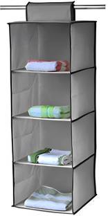 VDNSI Hanging Organizer 4 Shelves Foldable Closet Organizer Cupboard Hanger Bag Closet Organizer