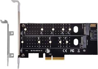 ULTRABYTES M.2 NVME (M Key) & M.2 SATA(B/B+M Key) SSD to PCI-e 3.0 x 4 Expansion Card 2.5 inch Shock Resistant Dual M.2 PCIe Adapter,