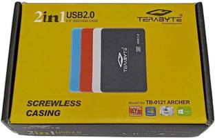 TERABYTE 2in1 USB 2.0 External Hard Drive Screwless Laptop Casing for 2.5" SSD/HDD 2.5 inch harddrive ...
