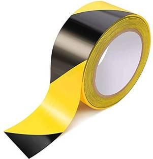 SUPERMALL New Black & Yellow Hazard Warning Safety Stripe Tape | 2 Inch (18M) 18 cm Single Sided Tape