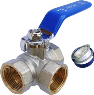 ESEKSAFAR 3/4'' BSP Thread 3-Way Female Ball Valve Forged Brass Nickel Finish 1Teflon Tape Ball Valves