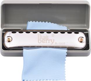 BLUEBERRY R-1005 Diatonic Blues Harmonica Key of C 10 Holes Diatonic Mouth Organ w/ Case