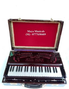 MAYAMUSICALS Box Harmonium with Fixed Coupler with Palitana Reeds 3.5 Octave Hand Pumped Harmonium