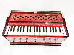 KHALSA MUSICAL 7 Stopper+ 3 1/4 Octaves+ 39 Keys+ Double Fold Bellow+ RED Color Harmonium 3.2 Octave Hand Pumped Harmonium