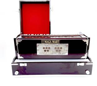 MAGA MART Harmonium Folding With 42-Keys, 7 Bellow and free carry Bag 3.5 Octave Foot Pumped Harmonium