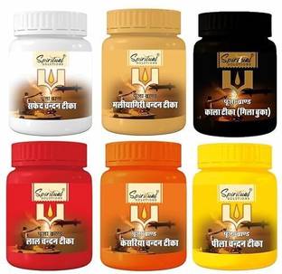 Spiritual Solution Liquid Chandan Tika 6 colour set each pack has 40ml chandan liquid