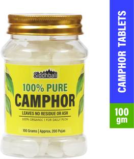 Siddhbali 100% Pure Camphor Tablets Puja Kapur Kapoor - 100 gram Pack - Reusable Pet Jar - Aproxx 250 Tablets