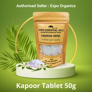 Expo Organics 100% Pure Camphor Tablets, Kapoor Tablets, Kapoor Dani, Kapoor For Pooja