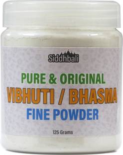 Siddhbali Vibhuti Bhasma Holy Ash Thiruneeru Powder of Desi Cow Dung 125 gm Jar for Pooja