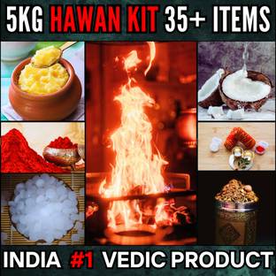 The Atharva-veda 5Kg Complete VEDIC HAWAN Kit, 35+ Herbal Havan Item for all Yag, Hom, Agni Hotra