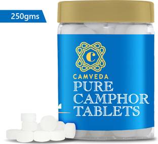 Camveda Pure Camphor Round Tablets 250g (Jar)| Pure & Original Camphor/Kapoor -Pack of 1